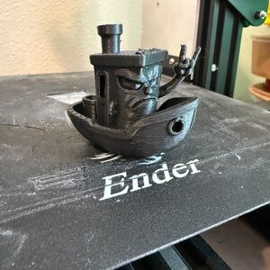 Black 3D Printed Boat Figurine